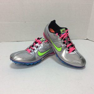 Nike Zoom Rival MD Women's Size 9.5 Track Cleats Silver Pink Neon Yellow EUC